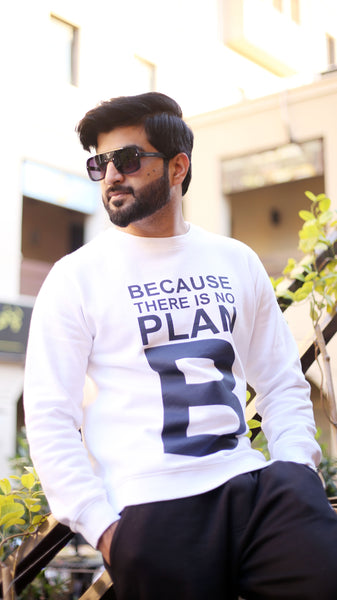 White Sweatshirt with Graphic Print, Plan B  (LS –36)