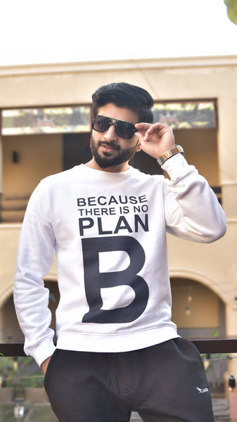 White Sweatshirt with Graphic Print, Plan B  (LS –36)