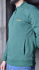 Harmony in Hues: Verdant Vista Half-Zip with Mustard Emblem (LS-34)