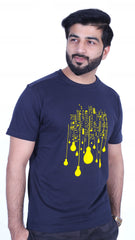 Urban Horizon Blue Tee: Bright Cityscape Elegance (LTS-55)