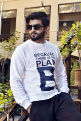 White Sweatshirt with Graphic Print, Plan B  (LS –36)