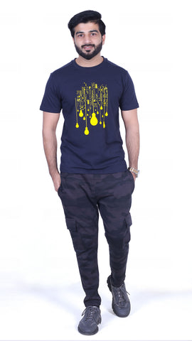 Urban Horizon Blue Tee: Bright Cityscape Elegance (LTS-55)