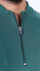 Harmony in Hues: Verdant Vista Half-Zip with Mustard Emblem (LS-34)