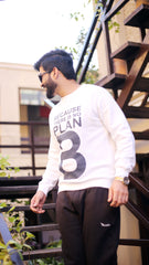 White Sweatshirt with Graphic Print, Plan B  (LS –36)