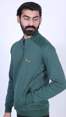 Harmony in Hues: Verdant Vista Half-Zip with Mustard Emblem (LS-34)