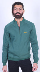 Harmony in Hues: Verdant Vista Half-Zip with Mustard Emblem (LS-34)