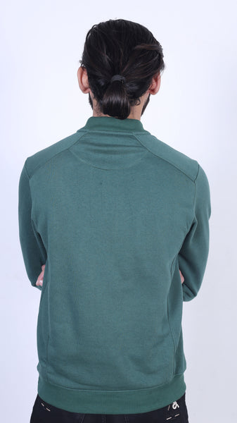 Harmony in Hues: Verdant Vista Half-Zip with Mustard Emblem (LS-34)